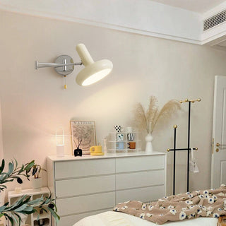 White metal retro swing arm wall sconce detail — adjustable
