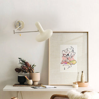 Retro swing arm white metal wall lamp angle — pull switch