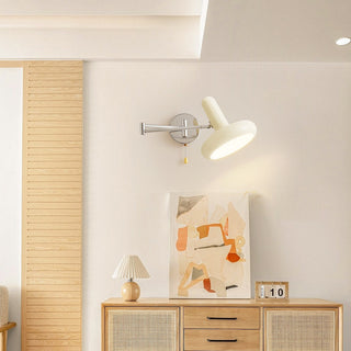 Adjustable white metal swing arm retro wall sconce — lamp