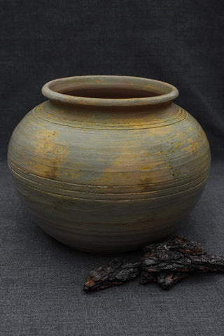 handmade pottery pitcher rustic ceramic water jug artisan signed clay vessel detail