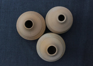 handmade clay pot wabi-sabi pottery unique rustic home design angle view
