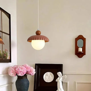 Small French hanging lamp with iron and glass construction