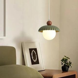Iron glass French pendant with warm amber glow