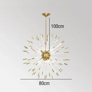 Modern Gold Chandelier – Elegant Crystal Glass Lighting Fixture for Living Rooms