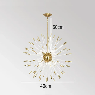 Modern Gold Chandelier – Elegant Crystal Glass Lighting Fixture for Living Rooms