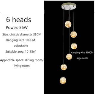 Custom Chandelier – Modern Light Fixture with Adjustable LED Lighting & Crystal Shades