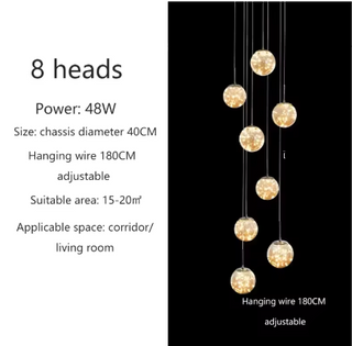 Custom Chandelier – Modern Light Fixture with Adjustable LED Lighting & Crystal Shades