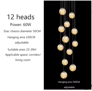 Custom Chandelier – Modern Light Fixture with Adjustable LED Lighting & Crystal Shades