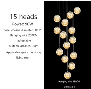 Custom Chandelier – Modern Light Fixture with Adjustable LED Lighting & Crystal Shades