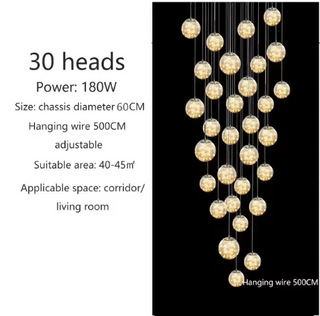 Custom Chandelier – Modern Light Fixture with Adjustable LED Lighting & Crystal Shades