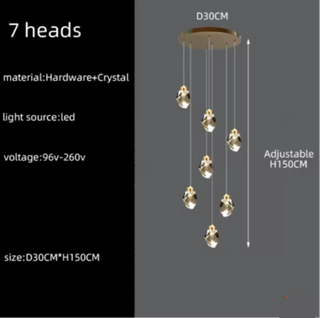 Crystal Chandelier – Modern Steel Lighting | Adjustable Elegant Ceiling Light