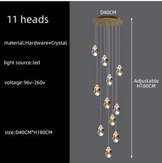 Crystal Chandelier – Modern Steel Lighting | Adjustable Elegant Ceiling Light