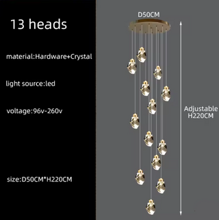 Crystal Chandelier – Modern Steel Lighting | Adjustable Elegant Ceiling Light