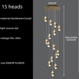 Crystal Chandelier – Modern Steel Lighting | Adjustable Elegant Ceiling Light