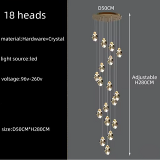 Crystal Chandelier – Modern Steel Lighting | Adjustable Elegant Ceiling Light