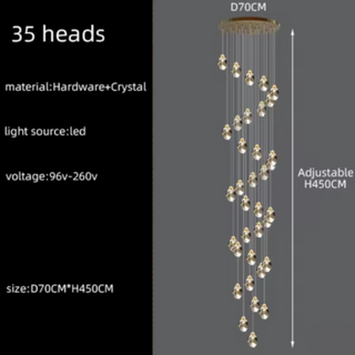 Crystal Chandelier – Modern Steel Lighting | Adjustable Elegant Ceiling Light
