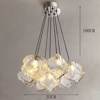 Designer Chandelier – Modern Frosted Glass Light With Soft Ambient LED Lighting
