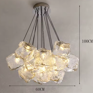 Designer Chandelier – Modern Frosted Glass Light With Soft Ambient LED Lighting