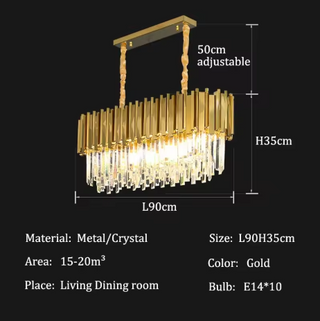 Crystalline Pendant Light – Golden Chandelier with Transparent Crystal Decor