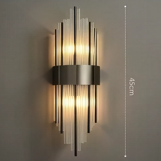 Crystal Wall Light – Rectangular Aluminium Wall Sconce with Warm White LED Bulbs
