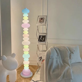 Rainbow glass lamp side — colorful living room glow