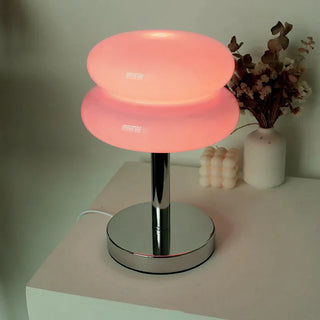 Minimalist Nordic lamp side — round glass LED warm glow