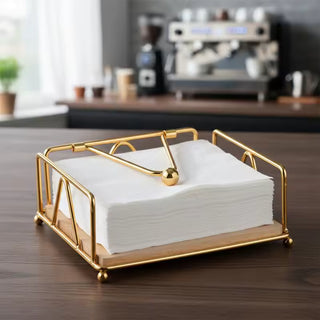 Modern Iron Square Napkin Holder – Black or Gold, 18cm