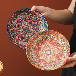 hand painted ceramic plates earthworks luxury italian ceramic dinnerware elegant table setting close-up