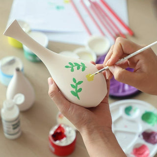 white ceramic vase modern graffiti art living room decoration angle view