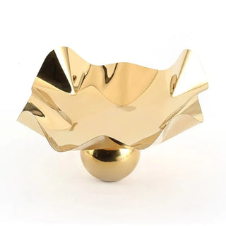 Gold Metal Fruit Bowl – Sculptural Decorative Serving Dish