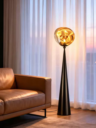 LAVA stained glass floor lamp side view – Italian black handcrafted