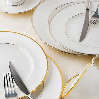 Luxury White Porcelain Dinnerware Set with Gold Rim
