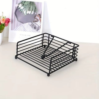 Modern Iron Square Napkin Holder – Black or Gold, 18cm