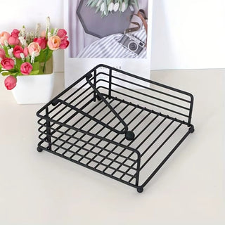 Modern Iron Square Napkin Holder – Black or Gold, 18cm