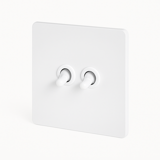 matte white steel 2-gang light switch