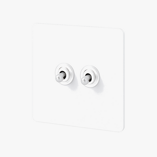 matte white steel 2-gang light switch