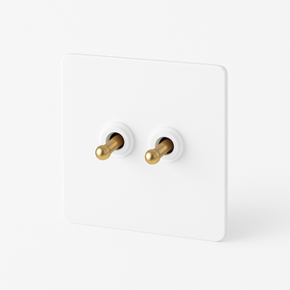 matte white & gold steel 2-gang light switch