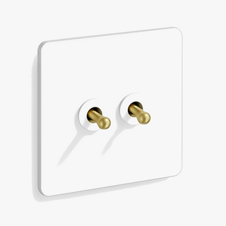 matte white & gold steel 2-gang light switch
