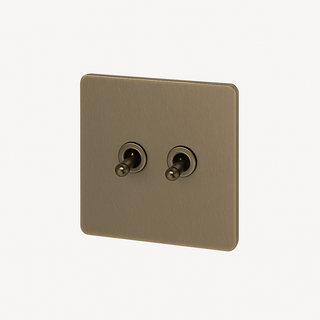 aged bronze steel 2-gang light switch