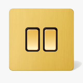 brushed gold steel 2-gang light switch