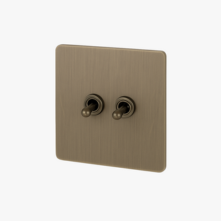 brushed grey steel 2-gang light switch
