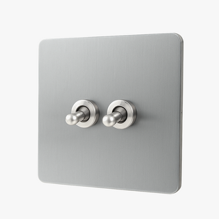 brushed grey steel 2-gang light switch