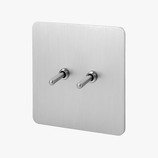 light brushed grey steel 2-gang light switch
