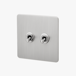 light brushed grey steel 2-gang light switch