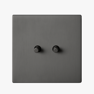 dark brushed grey steel 2-gang light switch