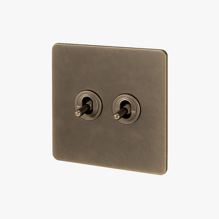 aged grey steel 2-gang light switch