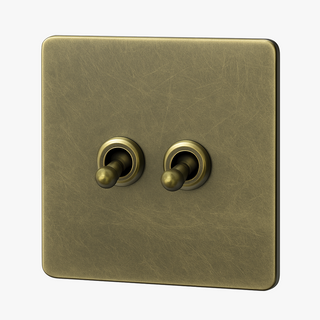 aged brushed grey steel 2-gang light switch
