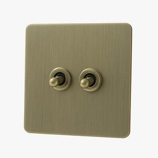 aged brushed grey steel 2-gang light switch