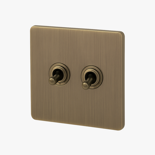 aged brushed grey steel 2-gang light switch
