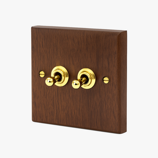 natural wood 2-gang light switch